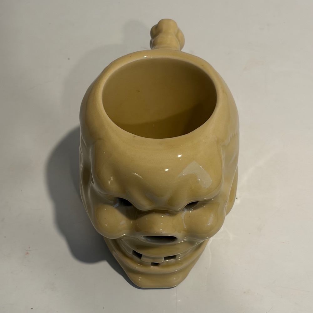 Trader Vic's Ceramic Skull Monster Mug 3D Sculpted Face Bone Handle Unstamped.